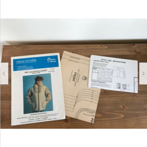 MacPhee Sewing Pattern #230 Knit & Stitch Children's Jacket w/Hand Knit Sleeves - Picture 2 of 6